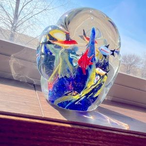 Exceptional glass paperweight vintage Murano glass produced in the 1980s